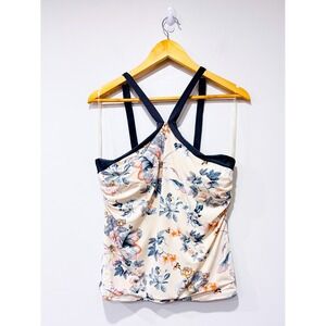 EVERYDAY SUNDAY Beige floral tankini top | Beach feminine | Size 16